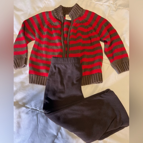 Old Navy cotton zip up sweater and Carter’s fleece pants - Picture 1 of 3